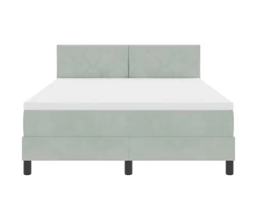 Box Spring Gulta Ar Matraču Gaiši Pelēks 140 X 190 Cm Audums Vidaxl