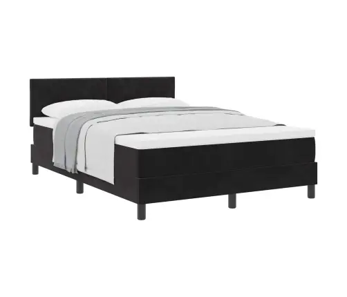 Kastītes Atsperu Gulta Ar Matraci Melna 140 X 200 Cm Samts Vidaxl