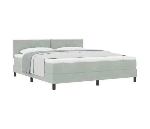 Box Spring Gulta Ar Matraču Gaiši Pelēks 180 X 200 Cm Audums Vidaxl