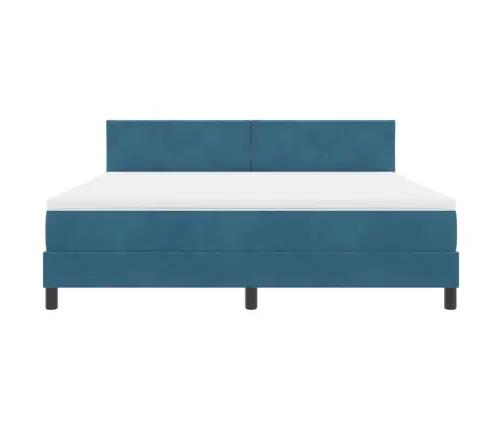 Kiemas Lova Su Čiužiniu Tamsiai Mėlyna 180 X 200 Cm Aksomas