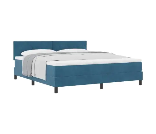 Kiemas Lova Su Čiužiniu Tamsiai Mėlyna 180 X 200 Cm Aksomas