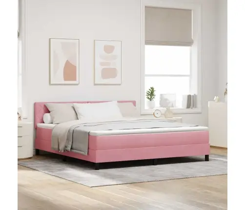 Kastītes Atsperu Gulta Ar Matraci Rozā 180 X 200 Cm Samts Vidaxl