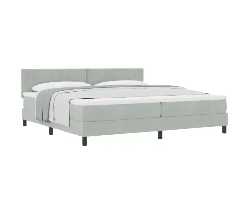 Box Spring Gulta Ar Matraču Gaiši Pelēka 200 X 200 Cm Audums Vidaxl