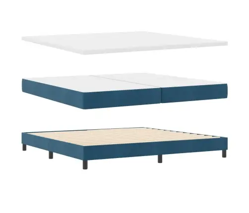 Gultas Rāmis Ar Matraci Tumši Zils 200X200 Cm Samts Vidaxl