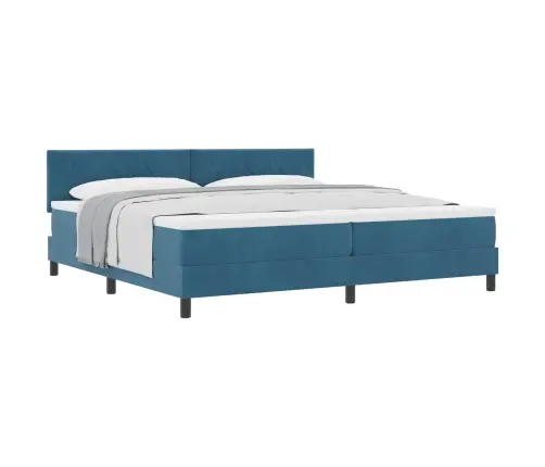 Kiemas Lova Su Čiužiniu Tamsiai Mėlyna 200 X 200 Cm Aksomas