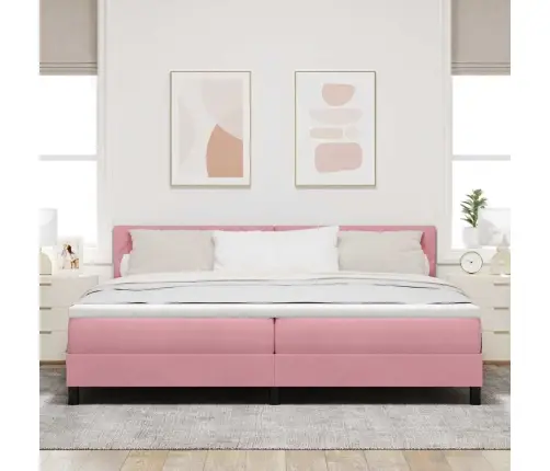 Box Spring Gulta Ar Matraču Ar Matraci Rozā 200 X 200 Cm Audums Vidaxl