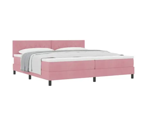 Box Spring Gulta Ar Matraču Ar Matraci Rozā 200 X 200 Cm Audums Vidaxl