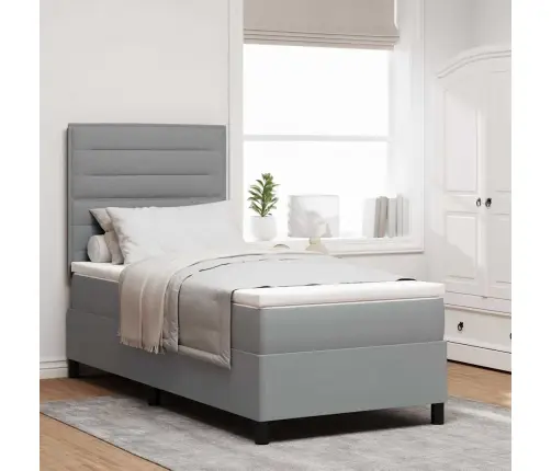 Kastītes Atsperu Gulta Gaiši Pelēks 80 X 200 Cm Audums Vidaxl