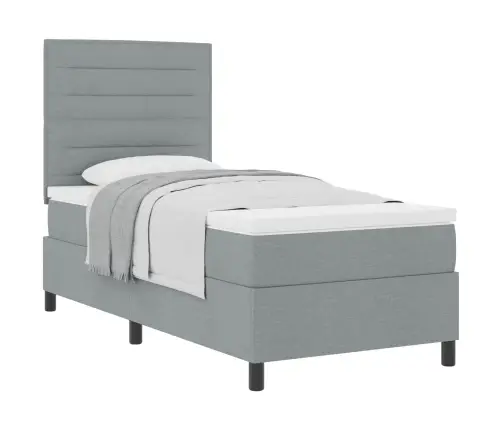 Kastītes Atsperu Gulta Gaiši Pelēks 80 X 200 Cm Audums Vidaxl