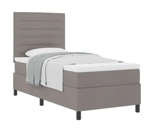 Kastītes Atsperu Gulta Ar Matraci Pelēkbrūna 80 X 200 Cm Audums Vidaxl