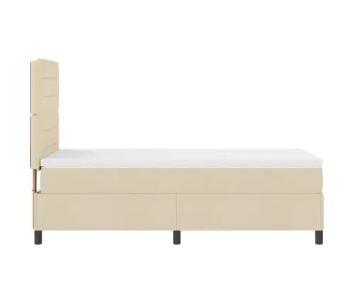 Kastītes Atsperu Gulta Ar Matraci Krēmkrāsa 80 X 200 Cm Audums Vidaxl