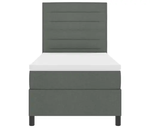 Kastītes Atsperu Gulta Tumši Pelēks 90 X 190 Cm Audums Vidaxl