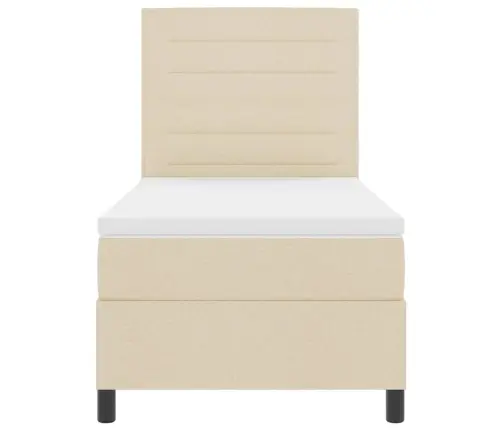 Kastītes Atsperu Gulta Ar Matraci Krēmkrāsa 90 X 190 Cm Audums Vidaxl