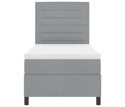 Kastītes Atsperu Gulta Gaiši Pelēks 90 X 200 Cm Audums Vidaxl