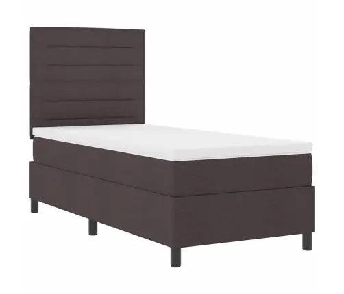 Kiemas Lova Su Čiužiniu Tamsiai Rudas 90 X 200 Cm Audinys