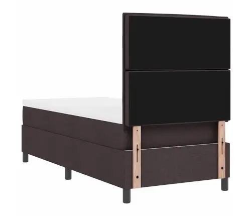 Kiemas Lova Su Čiužiniu Tamsiai Rudas 90 X 200 Cm Audinys