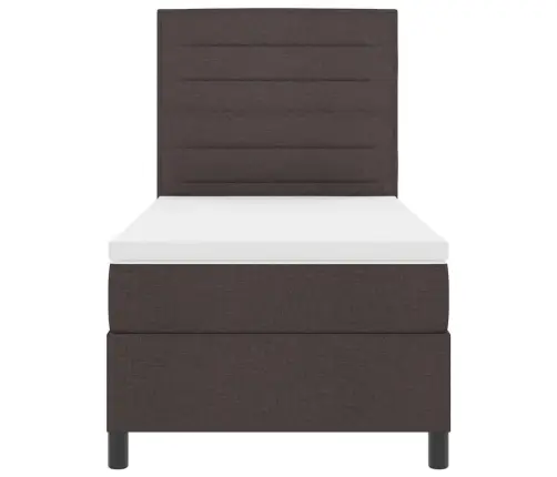 Kiemas Lova Su Čiužiniu Tamsiai Rudas 90 X 200 Cm Audinys