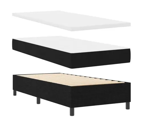 Kastes Atsperu Gulta Ar Matraci Melns 100X200 Cm Audums Vidaxl