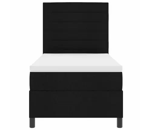 Kastes Atsperu Gulta Ar Matraci Melns 100X200 Cm Audums Vidaxl