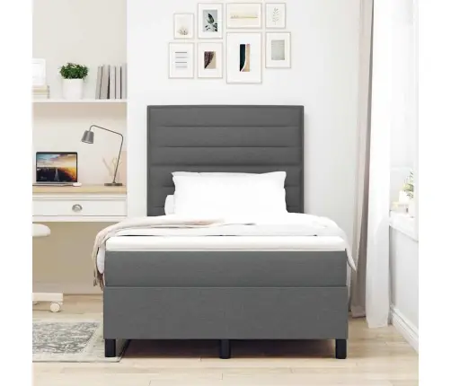 Kastītes Atsperu Gulta Tumši Pelēka 120 X 200 Cm Audums Vidaxl