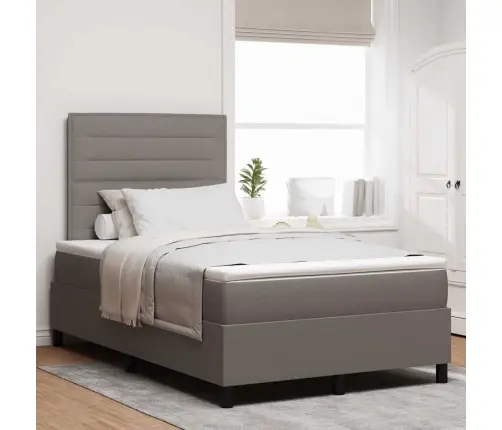 Kastītes Atsperu Gulta Pelēkbrūna 120 X 200 Cm Audums Vidaxl