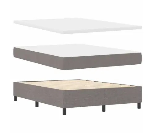 Kastītes Atsperu Gulta Pelēkbrūna 140 X 190 Cm Audums Vidaxl