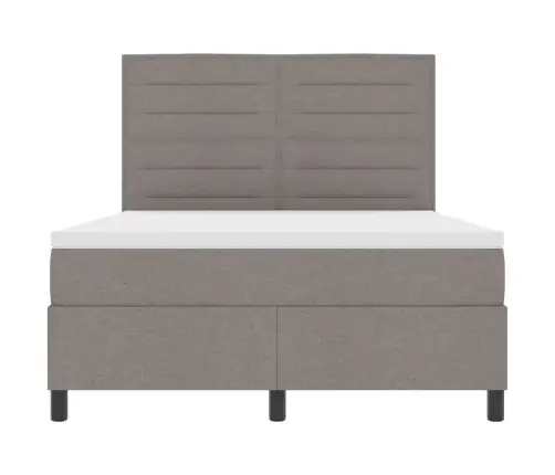 Kastītes Atsperu Gulta Pelēkbrūna 140 X 190 Cm Audums Vidaxl