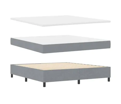 Kastītes Atsperu Gulta Gaiši Pelēks 180 X 200 Cm Audums Vidaxl