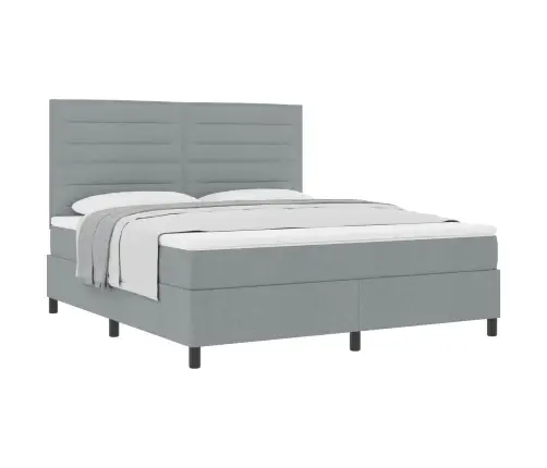 Kastītes Atsperu Gulta Gaiši Pelēks 180 X 200 Cm Audums Vidaxl