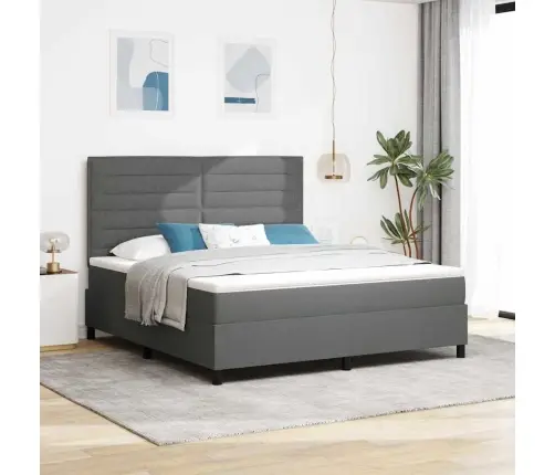 Kastītes Atsperu Gulta Tumši Pelēks 180 X 200 Cm Audums Vidaxl