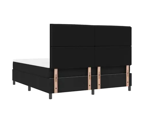 Kastītes Atsperu Gulta Ar Matraci Melna 180 X 200 Cm Audums Vidaxl