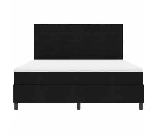 Kastītes Atsperu Gulta Ar Matraci Melna 180 X 200 Cm Audums Vidaxl