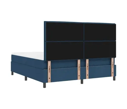 Kastītes Atsperu Gulta Ar Matraci Zila 180 X 200 Cm Audums Vidaxl