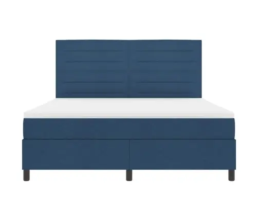 Kastītes Atsperu Gulta Ar Matraci Zila 180 X 200 Cm Audums Vidaxl