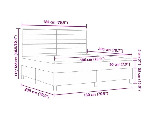 Kastītes Atsperu Gulta Ar Matraci Zila 180 X 200 Cm Audums Vidaxl