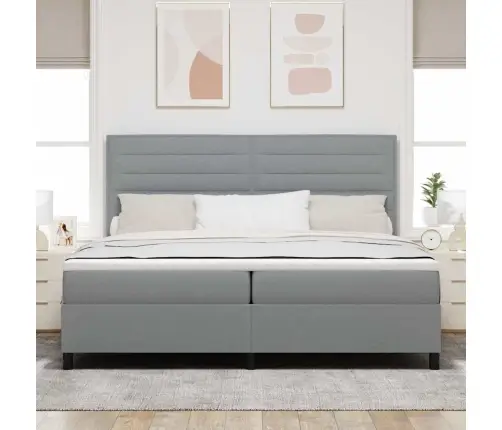 Kastītes Atsperu Gulta Gaiši Pelēks 200 X 200 Cm Audums Vidaxl