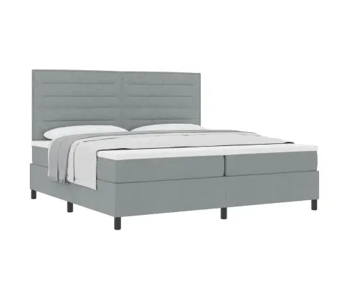 Kastītes Atsperu Gulta Gaiši Pelēks 200 X 200 Cm Audums Vidaxl