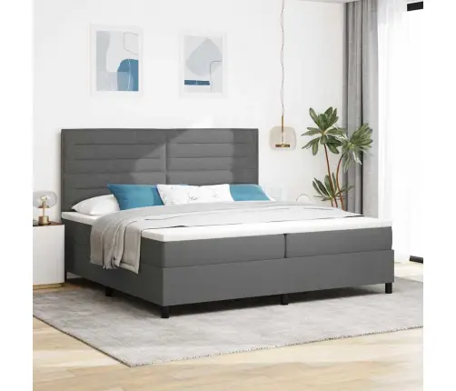 Kastītes Atsperu Gulta Tumši Pelēks 200 X 200 Cm Audums Vidaxl