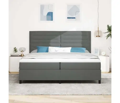 Kastītes Atsperu Gulta Tumši Pelēks 200 X 200 Cm Audums Vidaxl