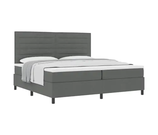 Kastītes Atsperu Gulta Tumši Pelēks 200 X 200 Cm Audums Vidaxl