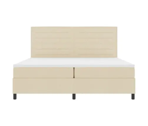 Kastītes Atsperu Gulta Ar Matraci Krēmkrāsa 200 X 200 Cm Audums Vidaxl