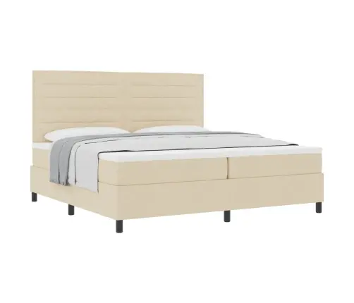 Kastītes Atsperu Gulta Ar Matraci Krēmkrāsa 200 X 200 Cm Audums Vidaxl