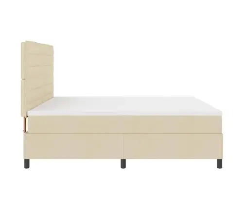 Kastītes Atsperu Gulta Ar Matraci Krēmkrāsa 200 X 200 Cm Audums Vidaxl