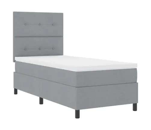 Kiemas Lova Su Čiužiniu Šviesiai Pilka 80 X 200 Cm Audinys