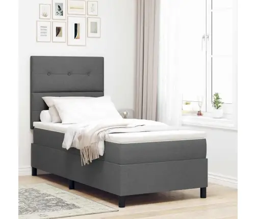 Kastītes Atsperu Gulta Tumši Pelēks 80 X 200 Cm Audums Vidaxl