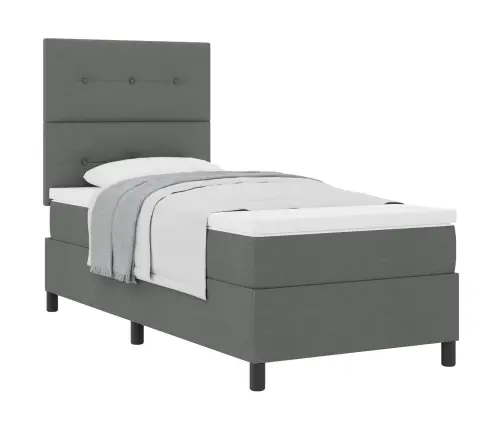 Kastītes Atsperu Gulta Tumši Pelēks 80 X 200 Cm Audums Vidaxl