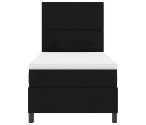 Kastītes Atsperu Gulta Ar Matraci Melna 80 X 200 Cm Audums Vidaxl