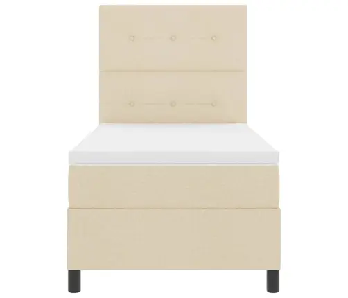 Kastītes Atsperu Gulta Ar Matraci Krēmkrāsa 80 X 200 Cm Audums Vidaxl