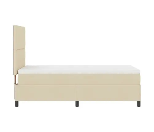 Kastītes Atsperu Gulta Ar Matraci Krēmkrāsa 80 X 200 Cm Audums Vidaxl