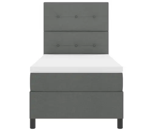 Kastītes Atsperu Gulta Tumši Pelēks 90 X 190 Cm Audums Vidaxl